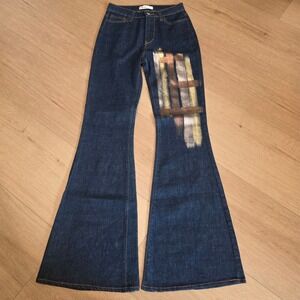 Madison Maison Womens S High Waisted Flare Jeans Hand Painted Metallic Italy